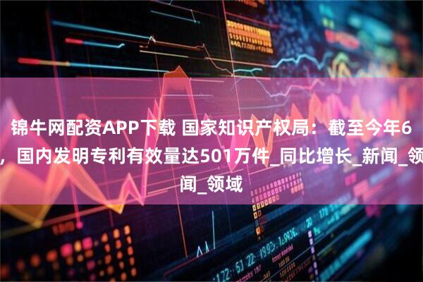 锦牛网配资APP下载 国家知识产权局：截至今年6月，国内发明专利有效量达501万件_同比增长_新闻_领域